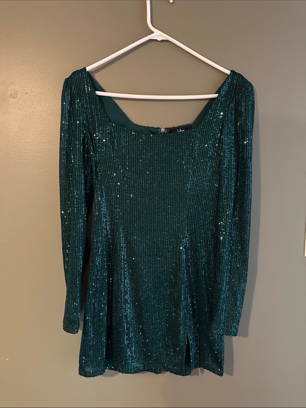 Lulu’s Long Sleeve Teal Sequin Mini Dress - Women
